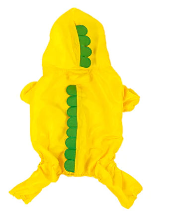 Impermeable Amarillo con Diseño de Dinosaurio para Mascotas